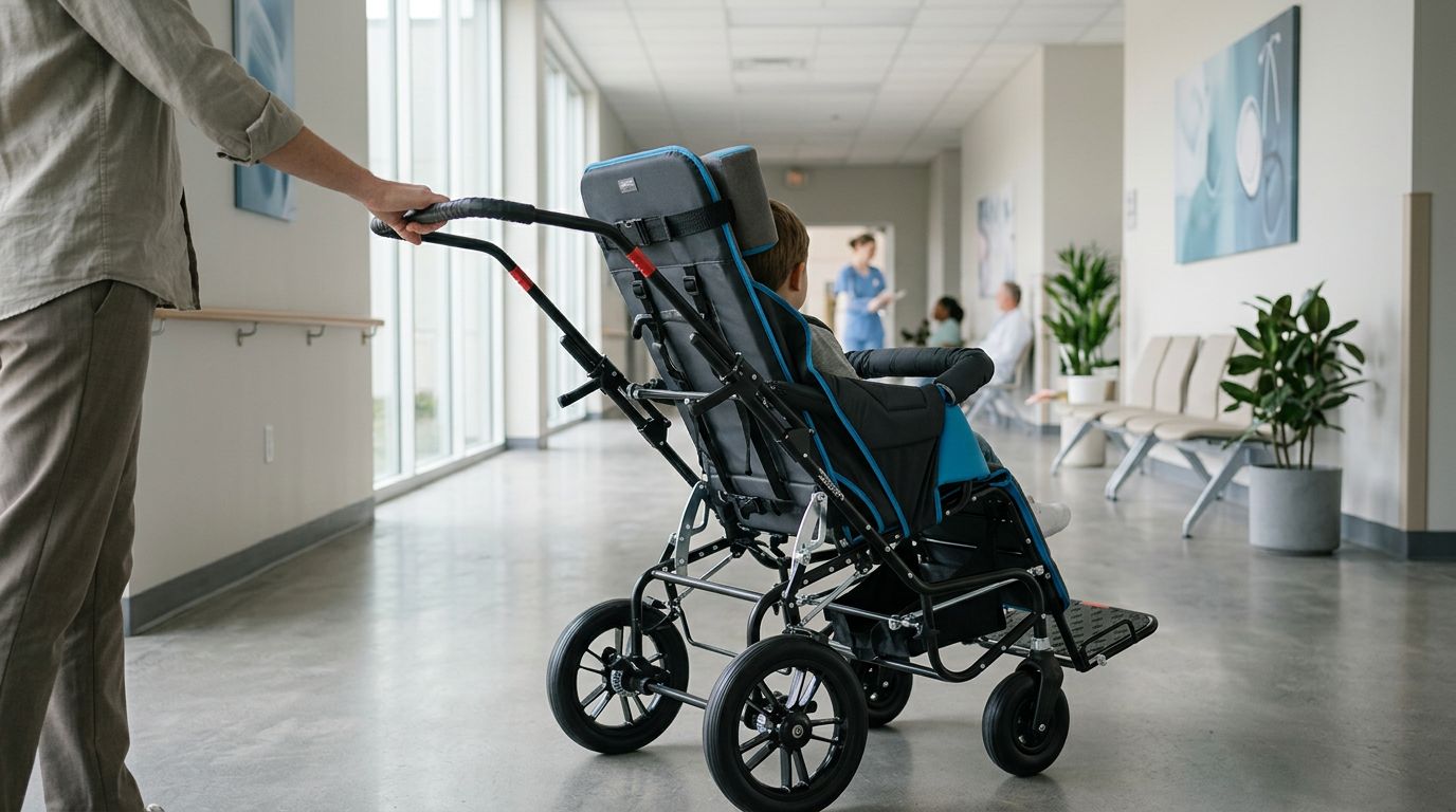 Uzun boylu ebeveyn için ergonomik engelli puseti tutma kolu
