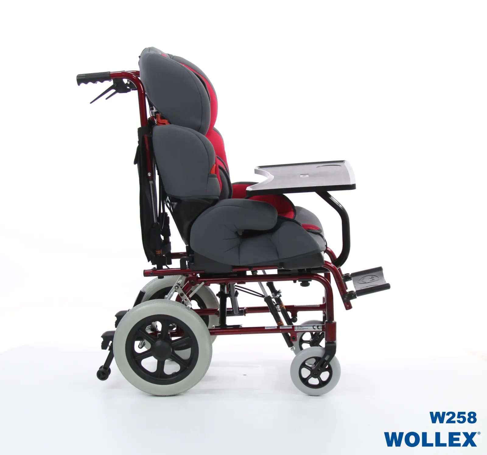 W258 pediatrik manuel tekerlekli sandalye puset yan görünüm, engelli puseti modeli görsel 3